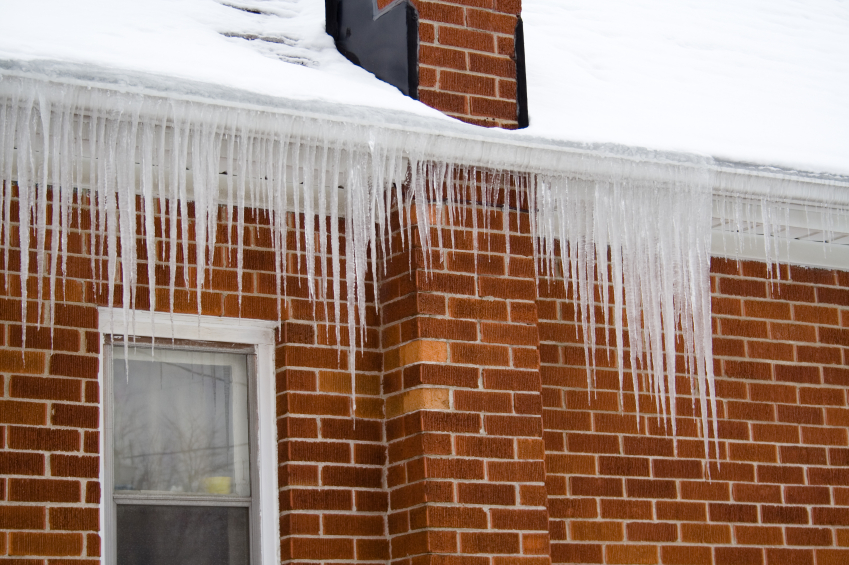 Icicles on eaves of a house.